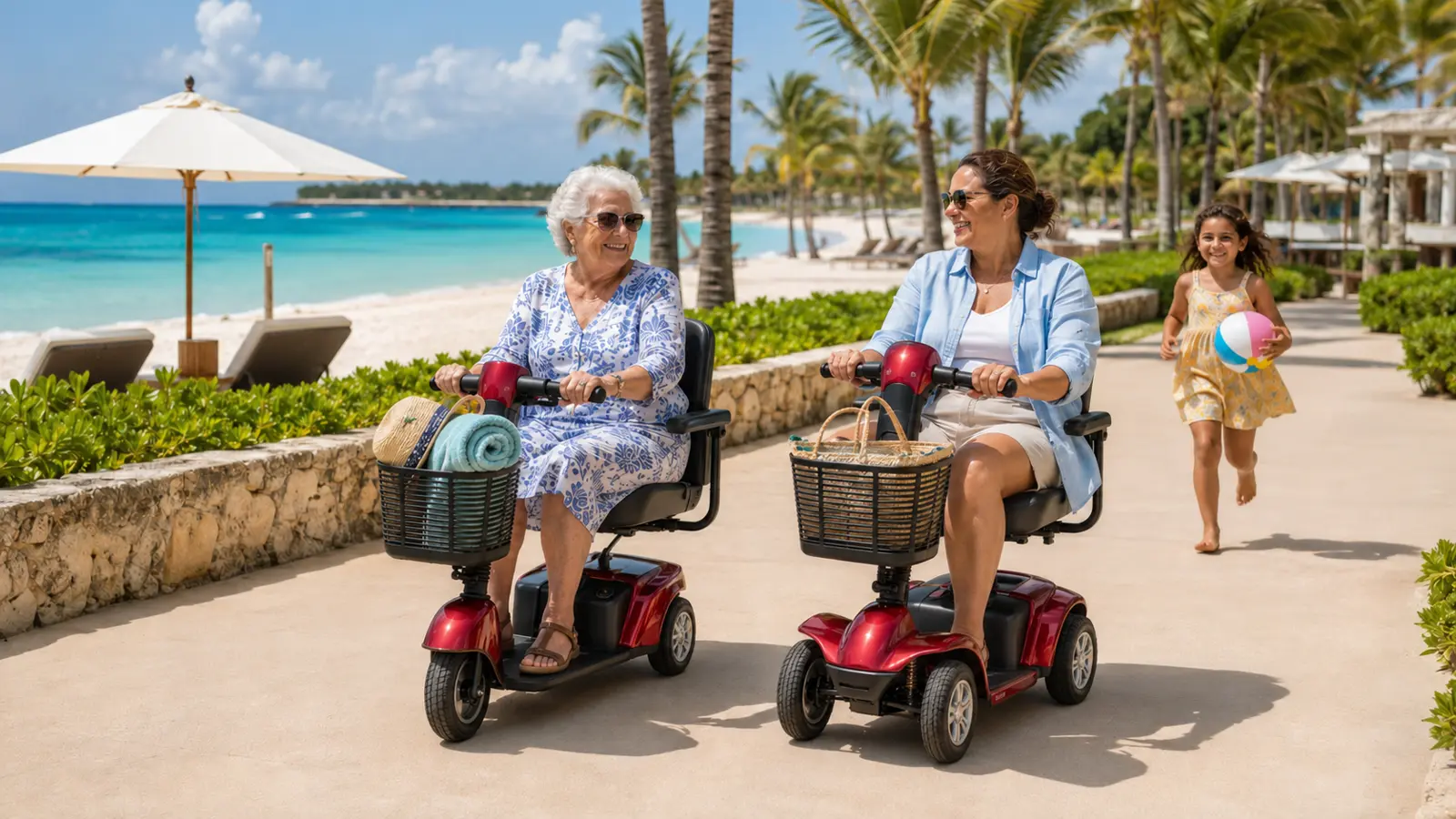 Traveler using a wheelchair enjoying a Caribbean beach